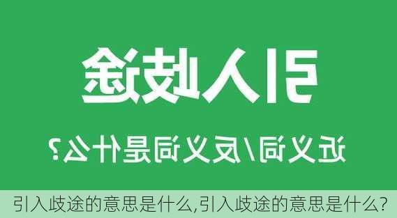 引入歧途的意思是什么,引入歧途的意思是什么?