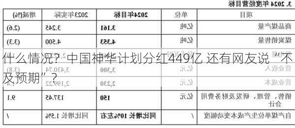 什么情况？中国神华计划分红449亿 还有网友说“不及预期”？