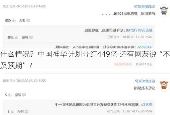 什么情况？中国神华计划分红449亿 还有网友说“不及预期”？