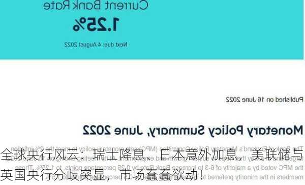 全球央行风云：瑞士降息、日本意外加息，美联储与英国央行分歧突显，市场蠢蠢欲动！