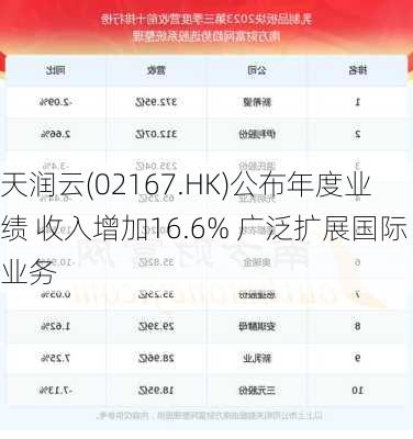 天润云(02167.HK)公布年度业绩 收入增加16.6% 广泛扩展国际业务