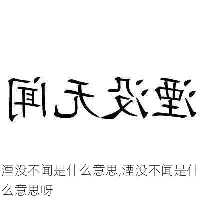 湮没不闻是什么意思,湮没不闻是什么意思呀