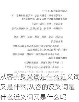 从容的反义词是什么近义词又是什么,从容的反义词是什么近义词又是什么呢