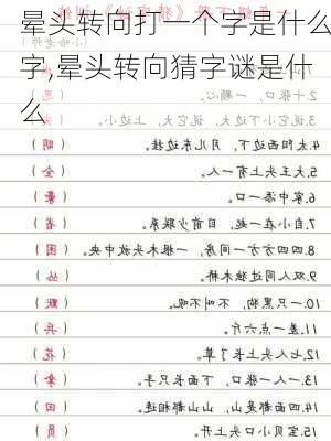 晕头转向打一个字是什么字,晕头转向猜字谜是什么