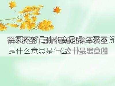 至死不懈是什么意思呢,至死不懈是什么意思是什么