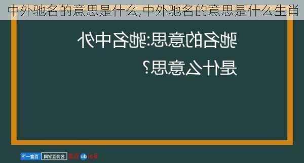 中外驰名的意思是什么,中外驰名的意思是什么生肖