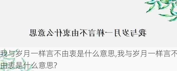 我与岁月一样言不由衷是什么意思,我与岁月一样言不由衷是什么意思?