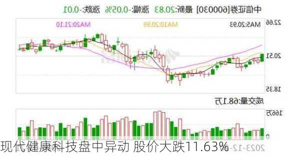 现代健康科技盘中异动 股价大跌11.63%