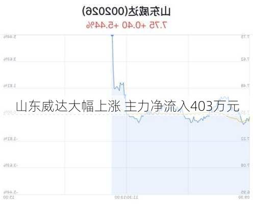 山东威达大幅上涨 主力净流入403万元