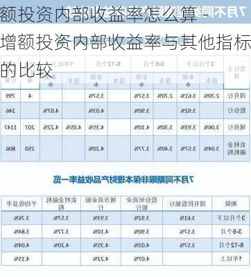 额投资内部收益率怎么算 - 增额投资内部收益率与其他指标的比较