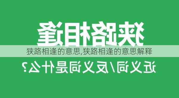 狭路相逢的意思,狭路相逢的意思解释