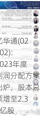 亿华通(02402): 2023年度利润分配方案出炉，股本总额增至2.32亿股