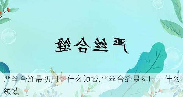 严丝合缝最初用于什么领域,严丝合缝最初用于什么领域