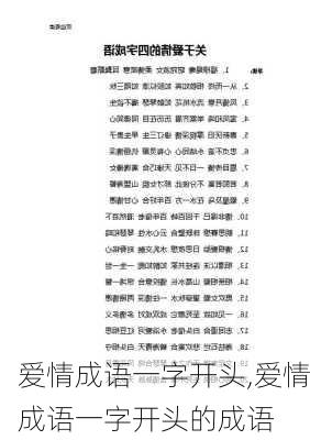 爱情成语一字开头,爱情成语一字开头的成语