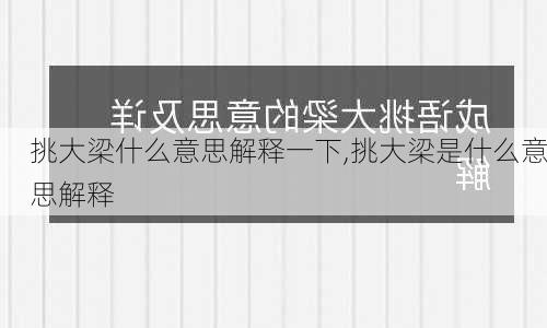 挑大梁什么意思解释一下,挑大梁是什么意思解释