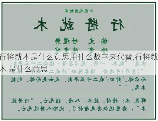 行将就木是什么意思用什么数字来代替,行将就木 是什么意思