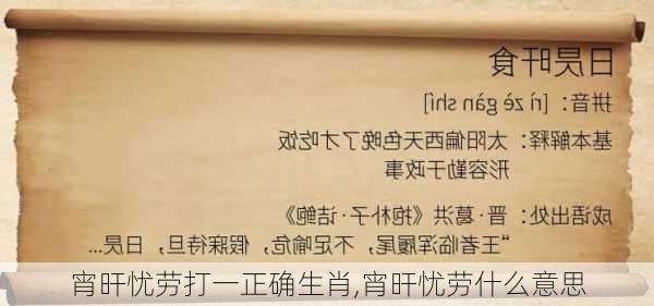 宵旰忧劳打一正确生肖,宵旰忧劳什么意思