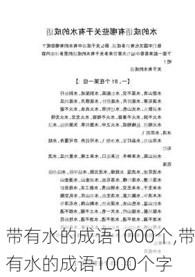 带有水的成语1000个,带有水的成语1000个字