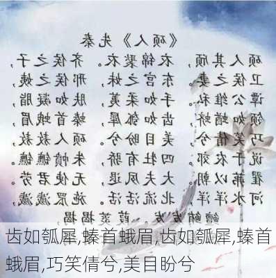 齿如瓠犀,螓首蛾眉,齿如瓠犀,螓首蛾眉,巧笑倩兮,美目盼兮