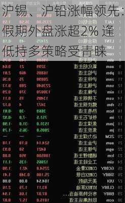 沪锡、沪铅涨幅领先：假期外盘涨超2% 逢低持多策略受青睐