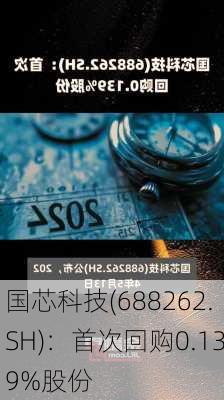 国芯科技(688262.SH)：首次回购0.139%股份