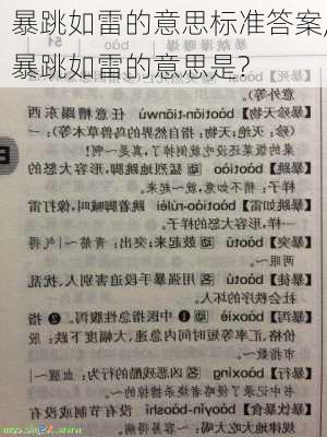 暴跳如雷的意思标准答案,暴跳如雷的意思是?