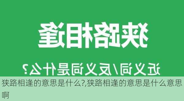 狭路相逢的意思是什么?,狭路相逢的意思是什么意思啊