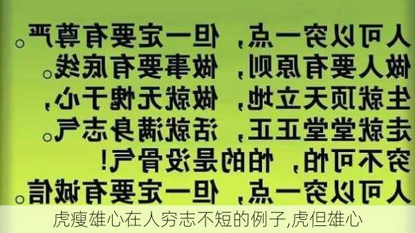 虎瘦雄心在人穷志不短的例子,虎但雄心