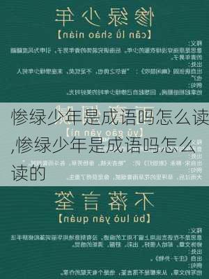 惨绿少年是成语吗怎么读,惨绿少年是成语吗怎么读的