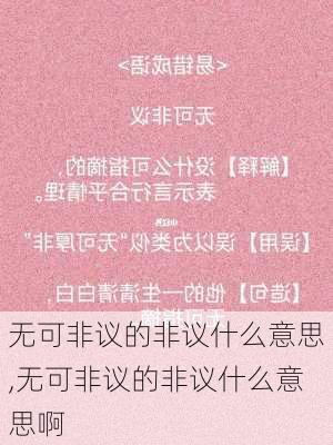 无可非议的非议什么意思,无可非议的非议什么意思啊