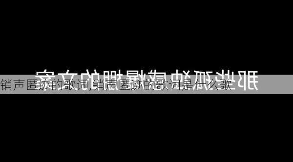 销声匿迹的歌词,销声匿迹的歌词是什么歌