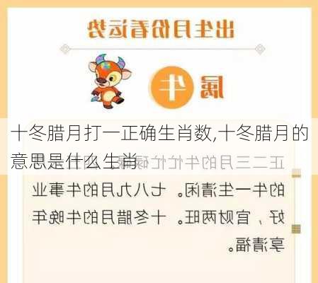 十冬腊月打一正确生肖数,十冬腊月的意思是什么生肖