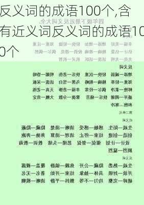 反义词的成语100个,含有近义词反义词的成语100个