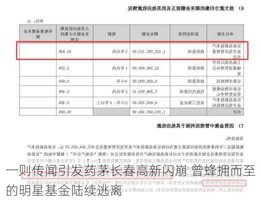 一则传闻引发药茅长春高新闪崩 曾蜂拥而至的明星基金陆续逃离