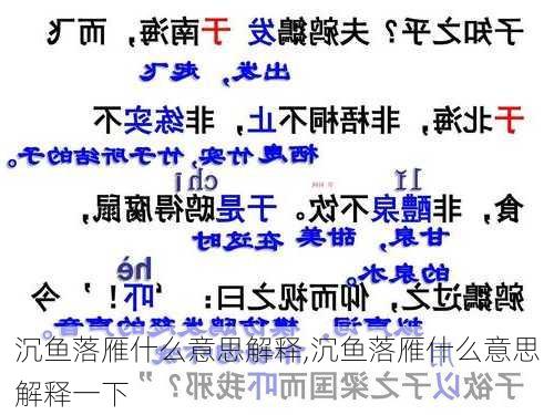 沉鱼落雁什么意思解释,沉鱼落雁什么意思解释一下