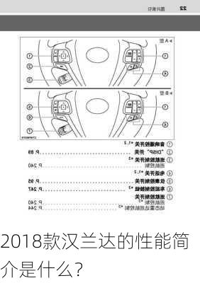 2018款汉兰达的性能简介是什么？