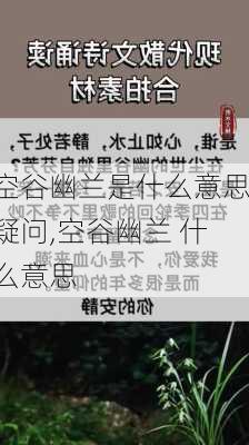 空谷幽兰是什么意思疑问,空谷幽兰 什么意思