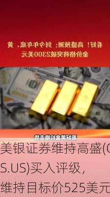 美银证券维持高盛(GS.US)买入评级，维持目标价525美元