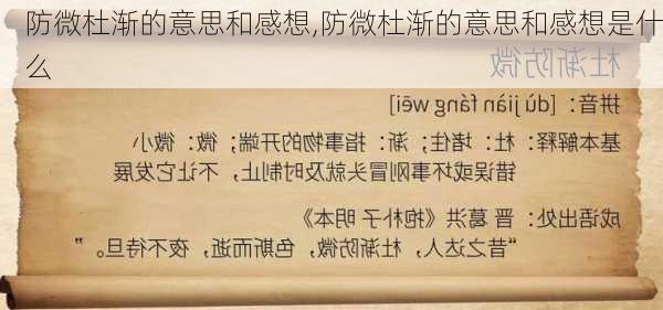 防微杜渐的意思和感想,防微杜渐的意思和感想是什么