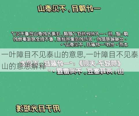 一叶障目不见泰山的意思,一叶障目不见泰山的意思解释