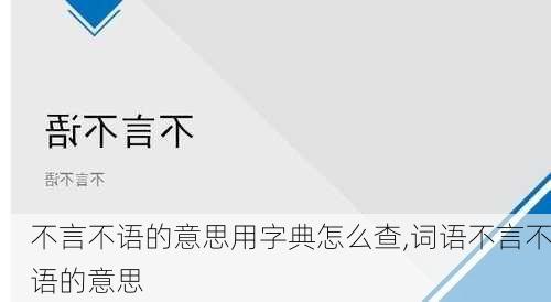 不言不语的意思用字典怎么查,词语不言不语的意思