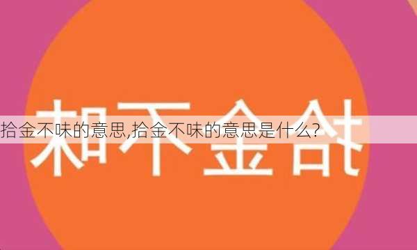 拾金不味的意思,拾金不味的意思是什么?