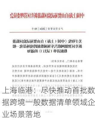 上海临港：尽快推动首批数据跨境一般数据清单领域企业场景落地