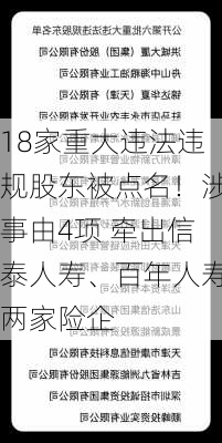 18家重大违法违规股东被点名！涉事由4项 牵出信泰人寿、百年人寿两家险企