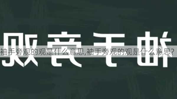 袖手旁观的观是什么意思,袖手旁观的观是什么意思?