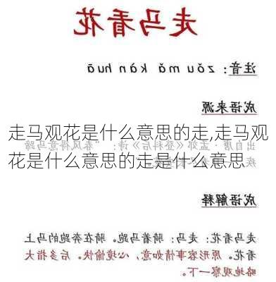 走马观花是什么意思的走,走马观花是什么意思的走是什么意思