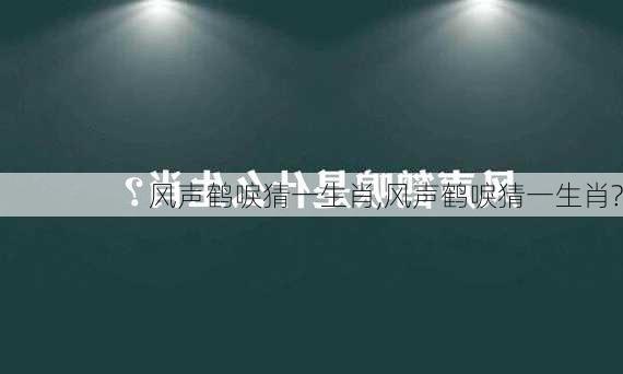 风声鹤唳猜一生肖,风声鹤唳猜一生肖?