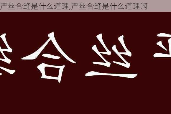 严丝合缝是什么道理,严丝合缝是什么道理啊