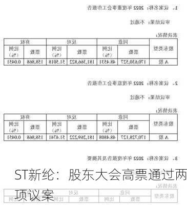 ST新纶：股东大会高票通过两项议案