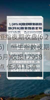 恒指夜期收盘(6.26)︱恒生指数夜期(6月)收报17958点 低水115点